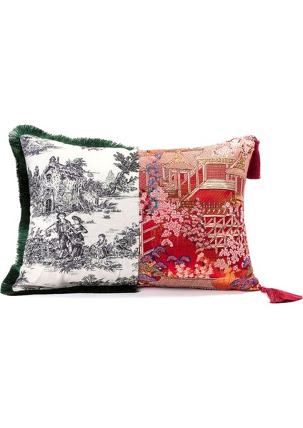 Hybrid Pirra Siyah Kırmızı Pamuk/polyester Kırlent 50 x 35 cm