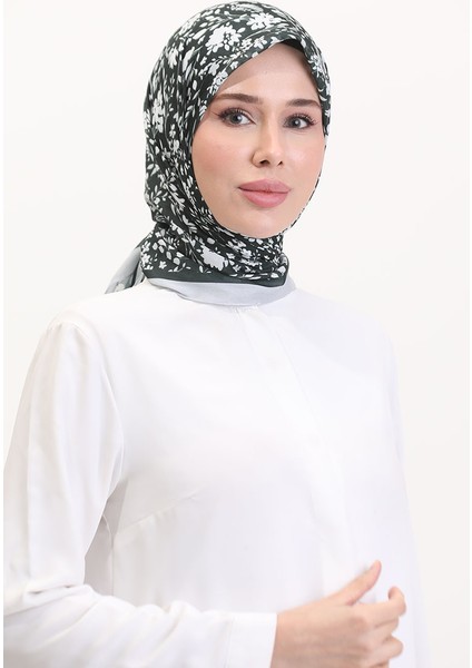 Desenli Soft Eşarp 70261-10 Gri Siyah