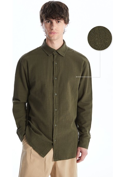 Yeni Sezon Regular Fit Uzun Kollu Poplin Erkek Dokulu Gömlek