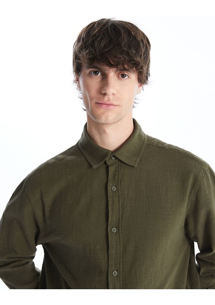 Yeni Sezon Regular Fit Uzun Kollu Poplin Erkek Dokulu Gömlek modelleri