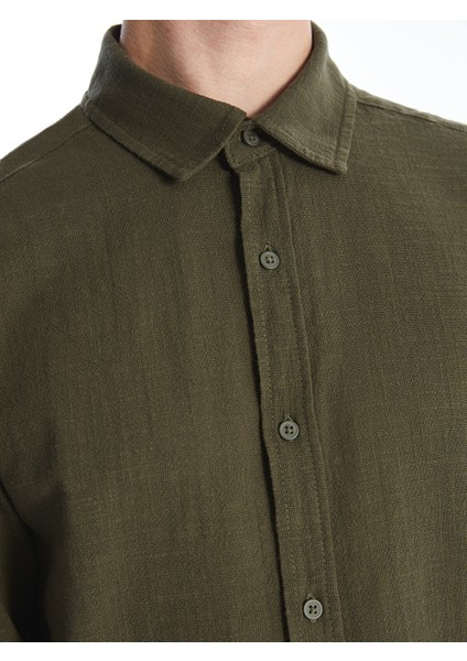 Yeni Sezon Regular Fit Uzun Kollu Poplin Erkek Dokulu Gömlek fırsatları