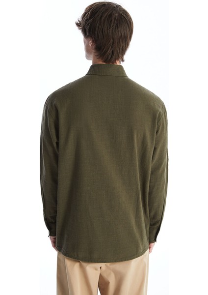 Yeni Sezon Regular Fit Uzun Kollu Poplin Erkek Dokulu Gömlek indirimleri