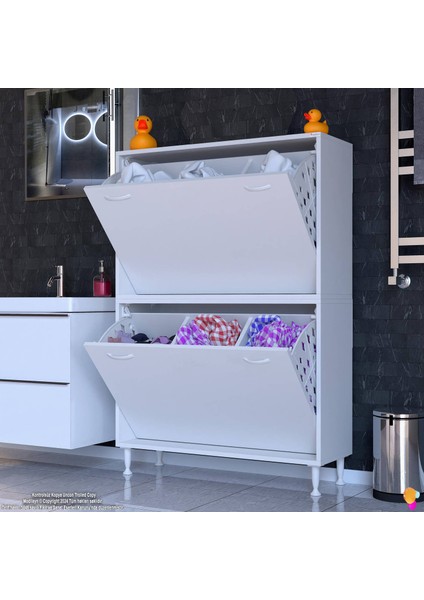 Esil Banyo Kirli Çamaşır Dolabı Banyo Dolabı 6 Bölmeli Saklayıcı Sepetli Dolap 100x138x325 cm modelleri