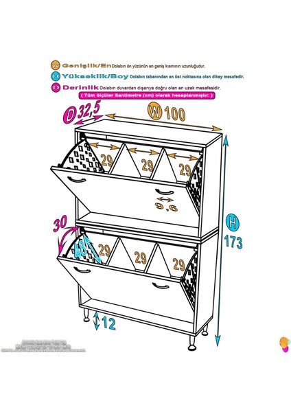 Esil Banyo Kirli Çamaşır Dolabı Banyo Dolabı 6 Bölmeli Saklayıcı Sepetli Dolap 100x138x325 cm indirimleri