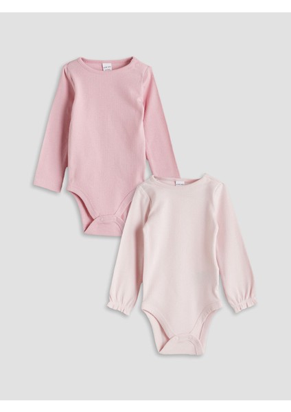 Yeni Sezon Bisiklet Yaka Kız Bebek Çıtçıtlı Body 2'li