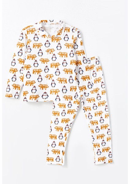 Yeni Sezon Polo Yaka Baskılı Erkek Çocuk Pijama Takımı