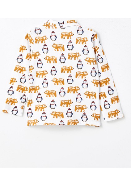 Yeni Sezon Polo Yaka Baskılı Erkek Çocuk Pijama Takımı modelleri