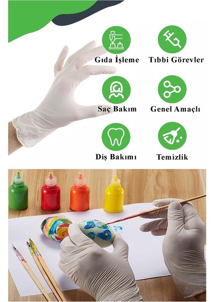 Lateks Tek Kullanımlık Pudralı Eldiven 1 Paket Doktor Eldiveni Muayene Eldiveni Beyaz M Beden Çok Amaçlı Gıda Temizlik modelleri