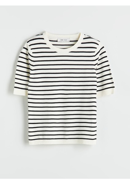 Yeni Sezon Bisiklet Yaka Çizgili Kadın Triko Kazak indirimleri