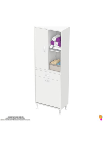 Kayra 1 Çekmece, 1 Göz Sepet, Tek Kapak, 4 Raf Dar Alan Banyo Dolabı 65X173X32,5 cm fırsatları