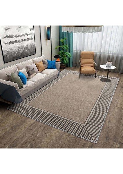 Salvon Çerçeveli Krem Polyester ve Pamuklu Yıkanabilir Kaydırmaz Taban Dijital Baskı Halı fiyatları