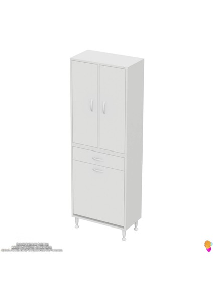 Yeni Kayra Tek Çekmece, 1 Göz Sepet, 2 Kapak, 4 Raf Dar Alan Banyo Dolabı 65X173X32,5 cm indirimleri