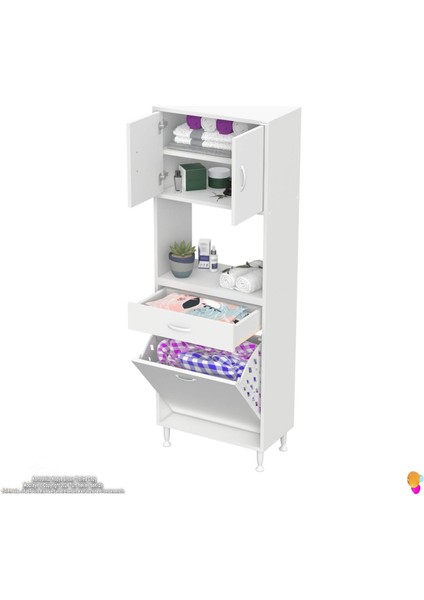 Azra 1 Çekmece Tek Göz Sepetli ve 3 Raf Banyo ve Mutfak Dolabı Çok Amaçlı Dolap 65X173X32,5 cm fiyatları