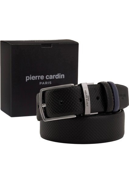 Siyah-Lacivert Çift Yönlü Deri Erkek Kemeri (En 3,5 cm) PCCİFT04SJ9