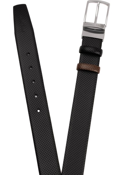 Siyah-Kahve Çift Yönlü Deri Erkek Kemeri (En 3,5 cm) PCCİFT04LI5 fırsatları