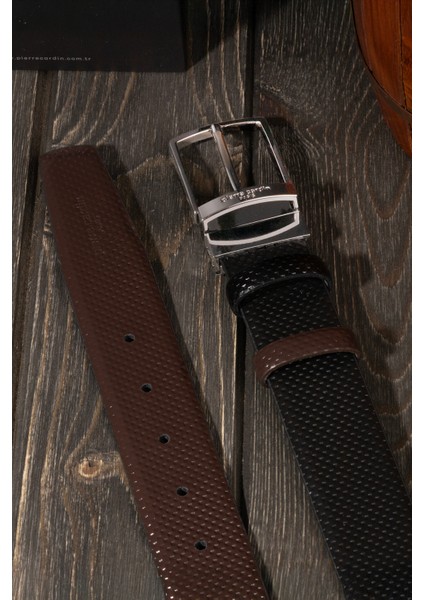 Siyah-Kahve Çift Yönlü Deri Erkek Kemeri (En 3,5 cm) PCCİFT04LI5