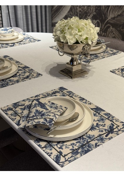 Keten 6’lı Pamira Desen 6 Amerikan Servis &6 Peçete 45X30-30X30 fiyatları