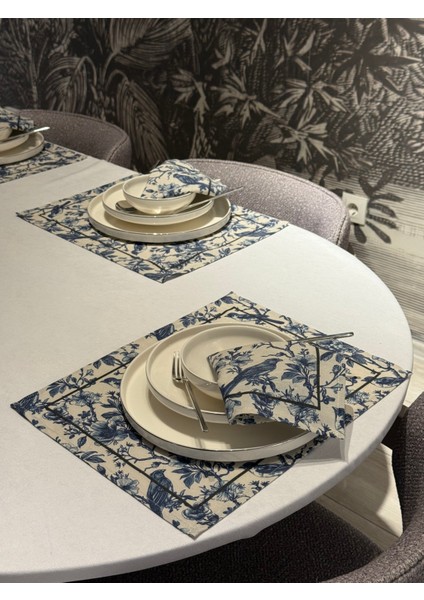 Keten 6’lı Pamira Desen 6 Amerikan Servis &6 Peçete 45X30-30X30 modelleri