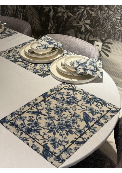 Keten 6’lı Pamira Desen 6 Amerikan Servis &6 Peçete 45X30-30X30 fırsatları