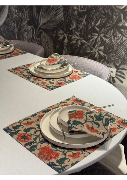 Keten 6’lı Havin Desen 6 Amerikan Servis &6 Peçete 45X30-30X30 modelleri