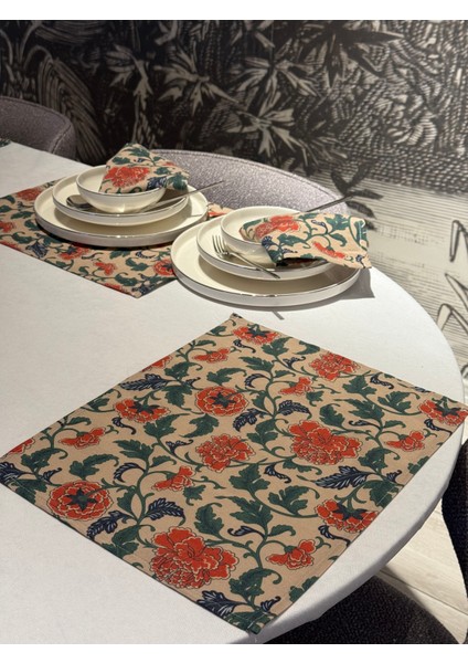 Keten 6’lı Havin Desen 6 Amerikan Servis &6 Peçete 45X30-30X30 fırsatları
