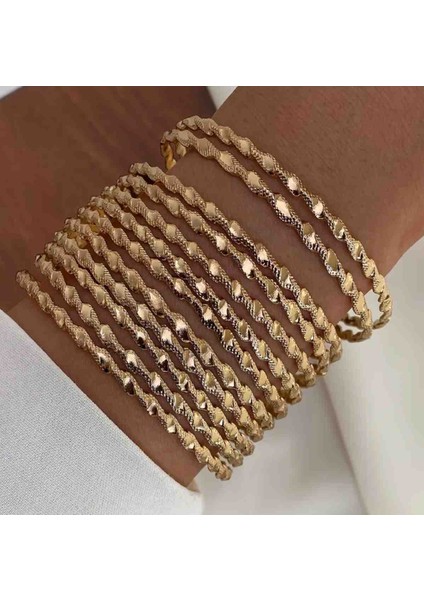 1 Adet Altın Görünümlü Burgu Bilezik modelleri