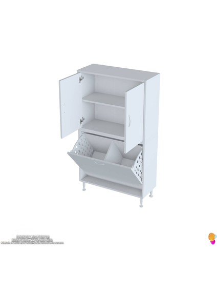 Esil Çok Amaçlı Dolap Kapak Içi Çift Raflı, Iki Akıllı Çamaşır Sepetli Dolap 85X138X32,5 cm fırsatları