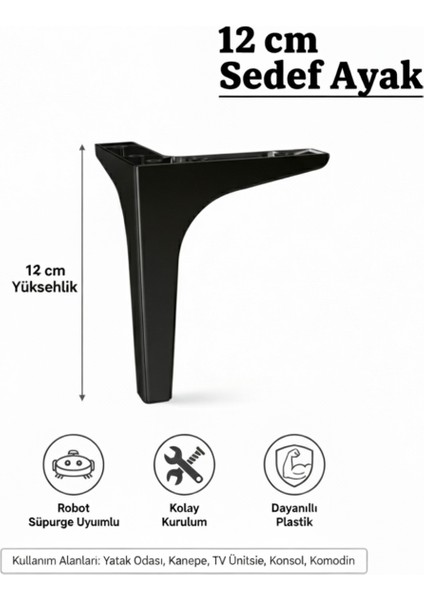 12 cm Mobilya Kanepe Sehpa Tv Ünitesi Koltuk ve Konsol Ayağı