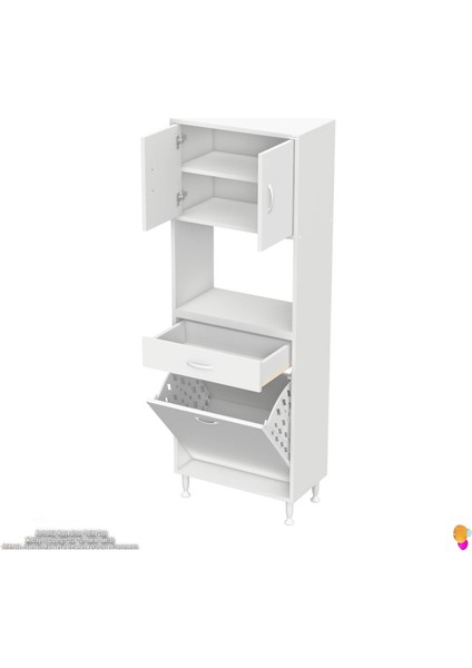 Azra 1 Çekmece 1 Göz Sepetli ve 3 Raflı Banyo ve Mutfak Dolabı Çok Amaçlı Dolap 55X173X32,5 cm indirimleri