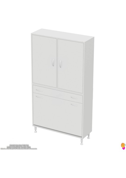 Yeni Kayra Tek Çekmece, 3 Göz Sepet, 2 Kapak, 8 Raf Dar Alan Banyo Dolabı 90X173X32,5 cm fırsatları