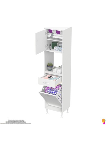 Azra 1 Çekmece 1 Göz Sepet ve 3 Raflı Çok Amaçlı Dolap 35x173x32,5 cm fırsatları