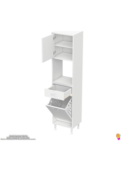 Azra 1 Çekmece 1 Göz Sepet ve 3 Raflı Çok Amaçlı Dolap 35x173x32,5 cm