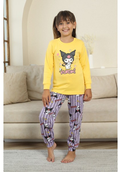 Krm Baskılı Kız Çocuk Pijama takımı - Sarı