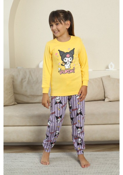 Krm Baskılı Kız Çocuk Pijama takımı - Sarı modelleri
