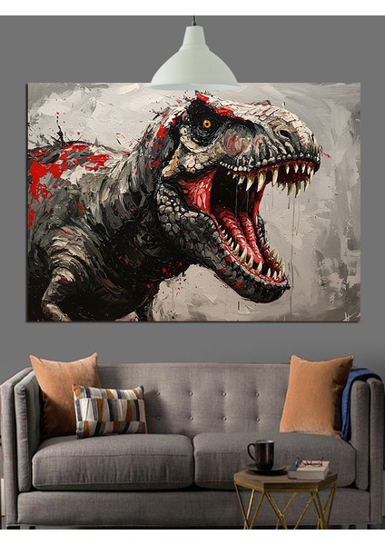 Ağzı Açık Dev Dinozor Figürü Dekoratif Kanvas - Mdf Ahşap Tablo modelleri