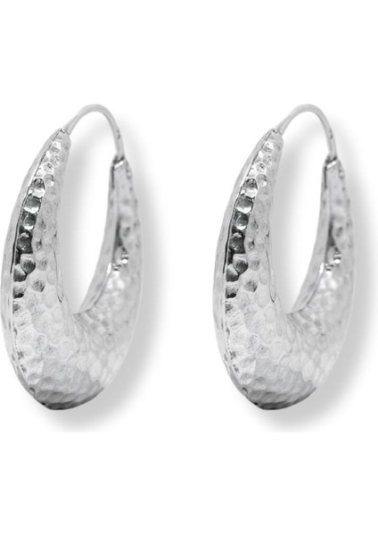 Çekiç Dokulu Yarım Ay Kadın Gümüş Halka Küpe 3X3CM fiyatları