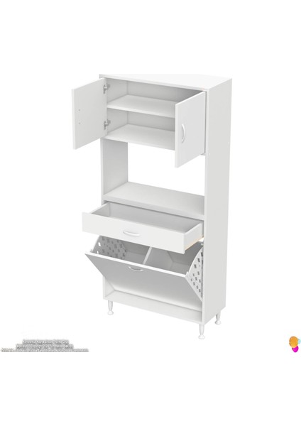 Azra 75 cm Tek Çekmece 2 Göz Sepetli ve 3 Raf Çok Amaçlı Dolap 75x173x32,5 cm indirimleri