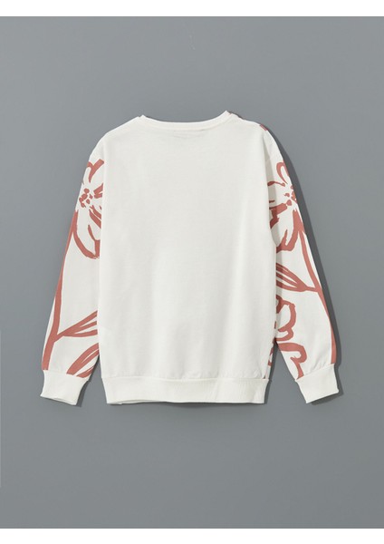 Yeni Sezon Bisiklet Yaka Çiçekli Kız Çocuk Sweatshirt modelleri