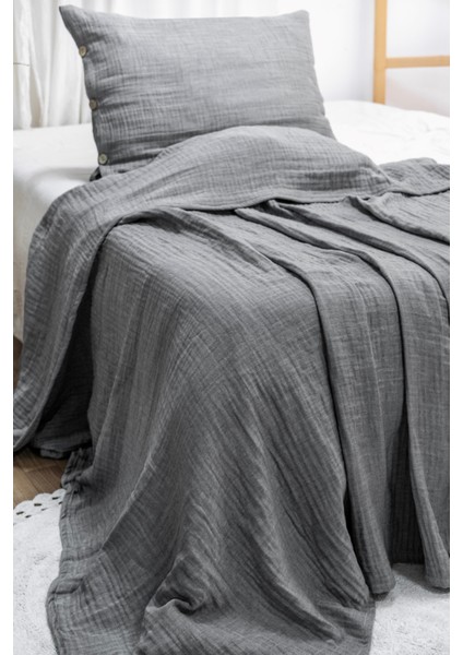 Modern Tek Kişilik %100 Pamuk 3 Katlı Müslin Yatak Örtüsü Yastıksızdır