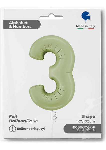 3 Rakam Supertrend Satin Olive Green Folyo Balon 26"