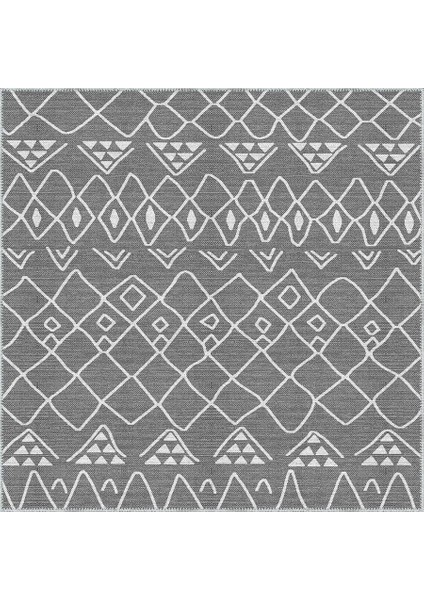 Lesse Geometrik Gri Polyester ve Pamuklu Yıkanabilir Kaydırmaz Taban Dijital Baskı Halı indirimleri