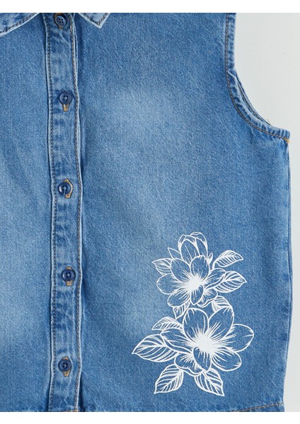 Yeni Sezon Çiçekli Kız Çocuk Crop Jean Gömlek modelleri