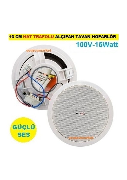 16 cm 100V Hat Trafolu Beyaz Alçıpan Tavan Hoparlör