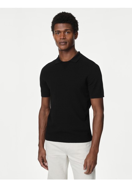 Kısa Kollu Örme Polo Yaka T-Shirt