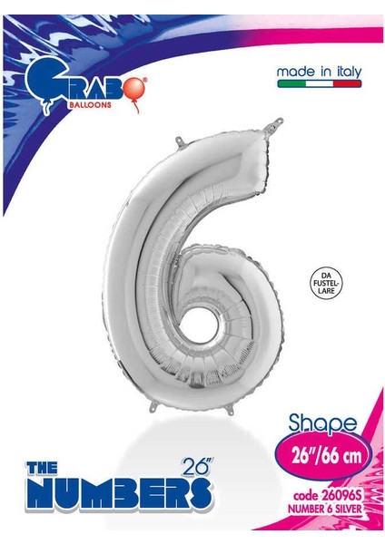 6 Rakam Supertrend Gümüş Folyo Balon 26"