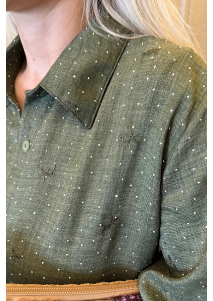 Nakış Işleme Detaylı Önden Düğmeli Yeşil Kadın Alt Üst Takım fiyatları