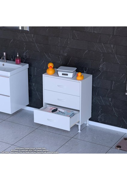 Efil 3'lü Çekmece Banyo Dolabı Çok Amaçlı Çekmecelerle Daha Düzenli 60X75X32,5 cm