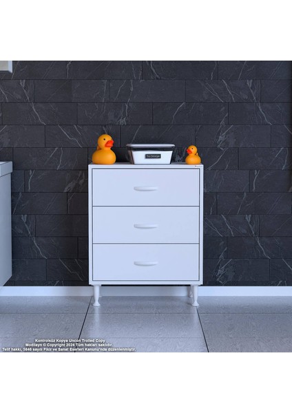 Efil 3'lü Çekmece Banyo Dolabı Çok Amaçlı Çekmecelerle Daha Düzenli 60X75X32,5 cm fiyatları