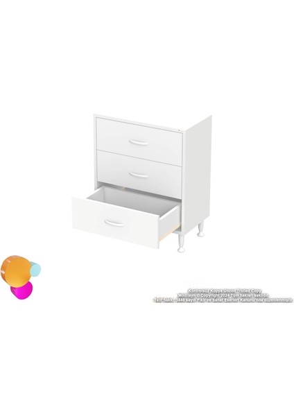 Efil 3'lü Çekmece Banyo Dolabı Çok Amaçlı Çekmecelerle Daha Düzenli 60X75X32,5 cm indirimleri