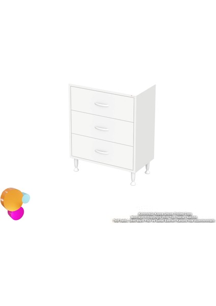 Efil 3'lü Çekmece Banyo Dolabı Çok Amaçlı Çekmecelerle Daha Düzenli 60X75X32,5 cm